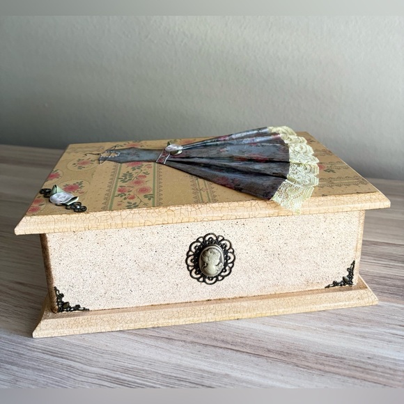 Floral Wooden Decorative Jewelry Box - Picture 3 of 9